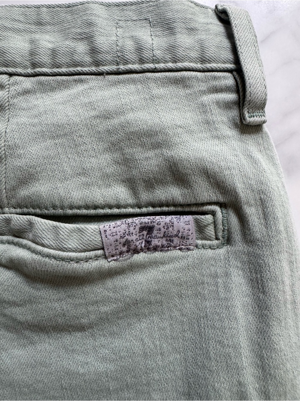 7 For All Mankind Men's Light Mint Green Jean Shorts